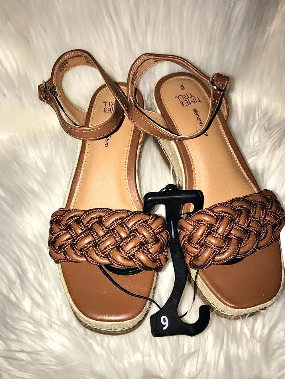 Time and Tru Women's Braided Espadrille Wedge Sandal Brown & Beige US 6